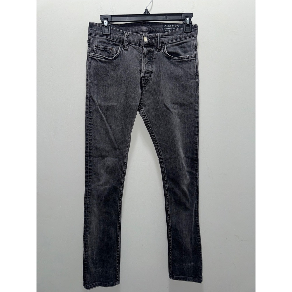 AllSaints Cigarette Fit Womens Jeans W28 Black Gray Wash Skinny Button Fly